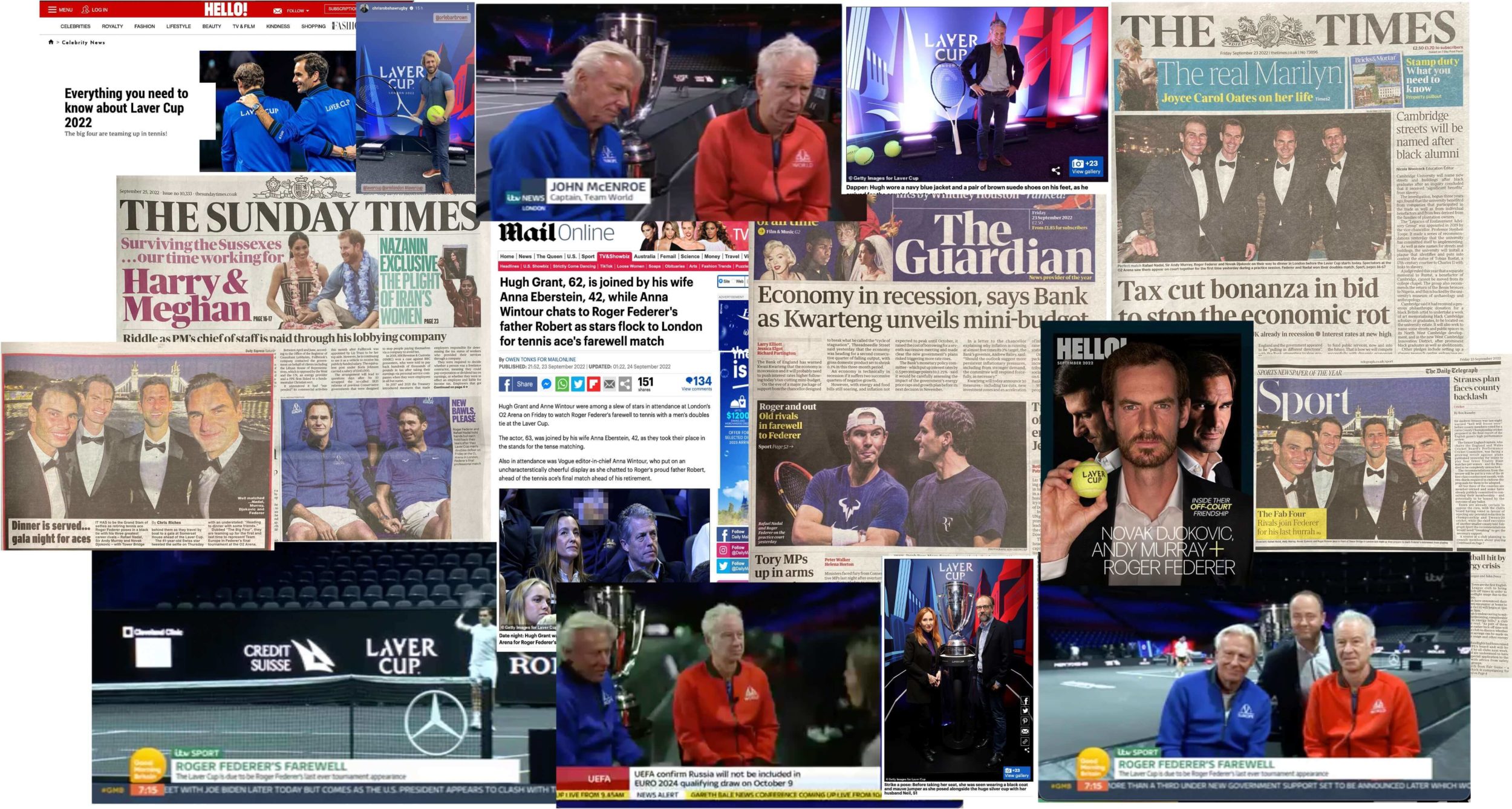 A collage of newspaper coverage